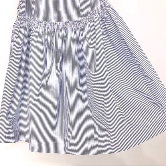 Gap Blue White Pinstripe Smock Waist Nautical Cotton Midi Skirt - Picture 9 of 16
